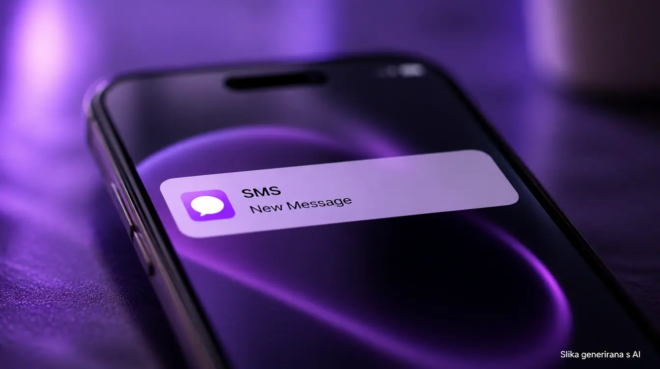 Mobitel na kojem se prikazuje notifikacija za SMS